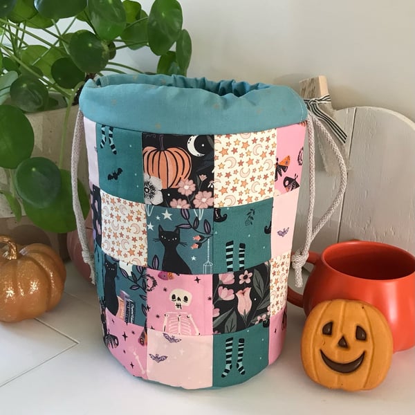 Spooky but sweet patchwork bag