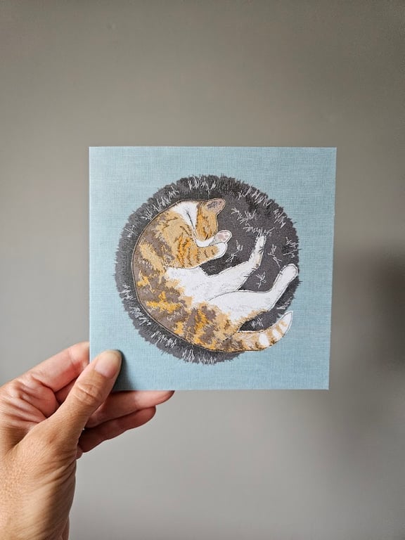 Ginger cat card, sleeping cat, cat lovers, love cats