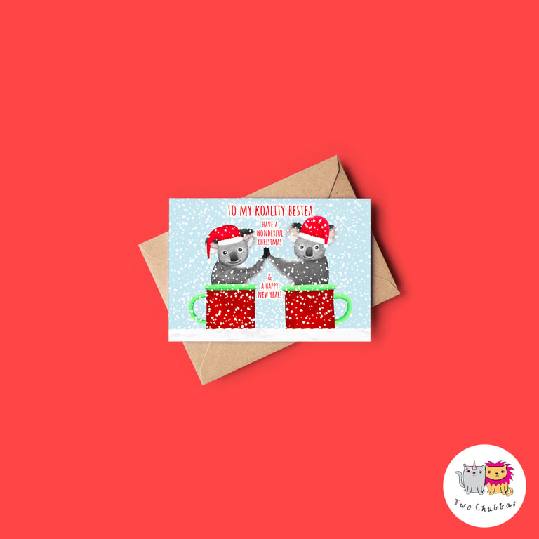Koala Bear Christmas Card, A6 Christmas Card, Cute Animal Christmas Card