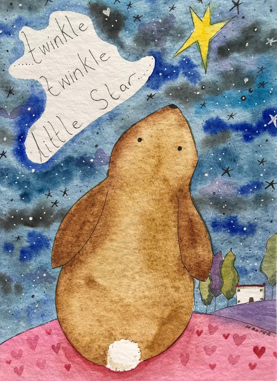 Original Painting twinkle star bunny Jo Roper