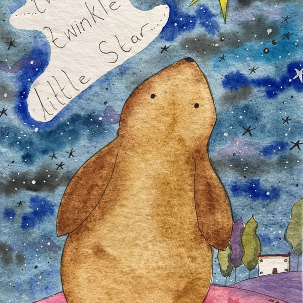 Original Painting twinkle star bunny Jo Roper