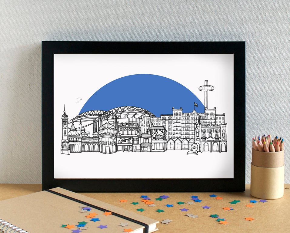 Brighton & Hove Albion FC Skyline Art Print with AMEX Community Stadium