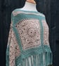 Sea Green & Mushroom Crochet Poncho - Design A542 - Image 3