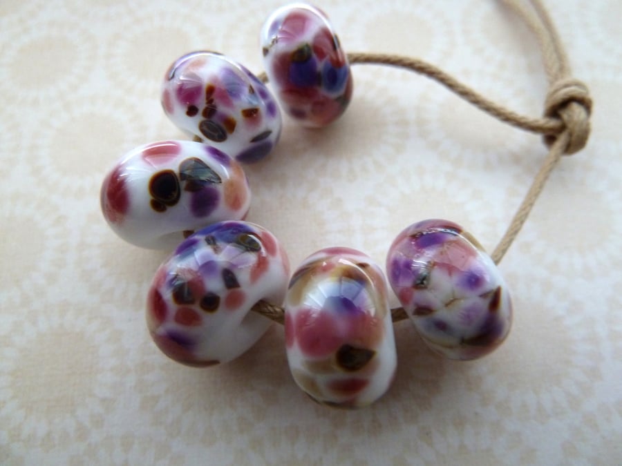 pink and purple handmade lampwork glass beads