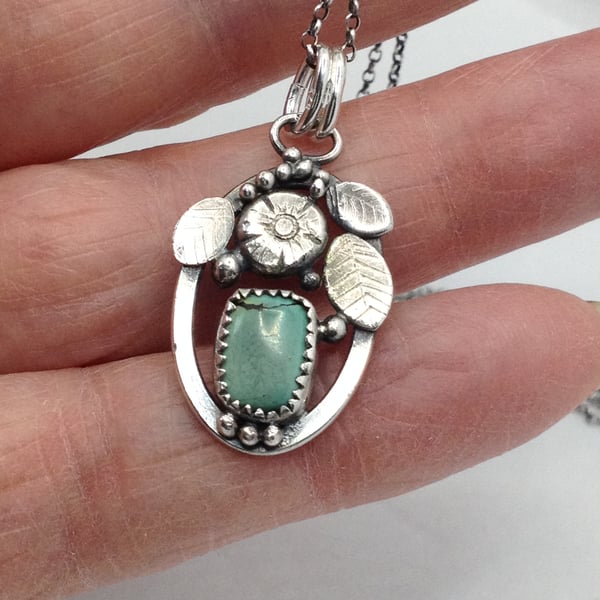 Cherry blossom and Turquoise pendant 