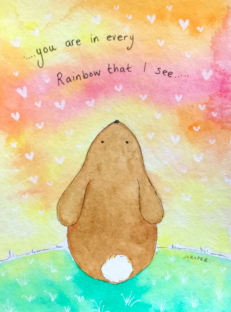 Bunny Rainbow  Original painting Jo Roper