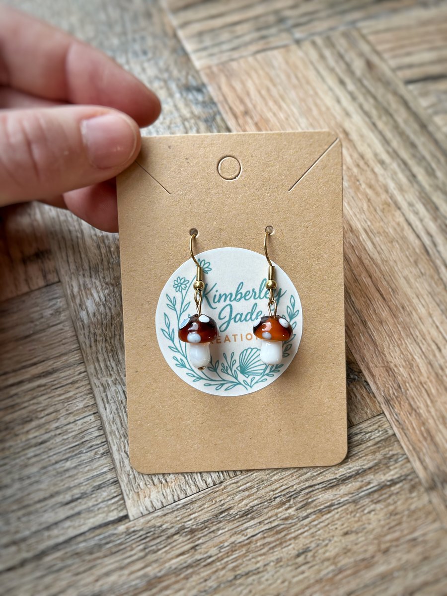 Golden Stainless Steel Mushroom Earrings 