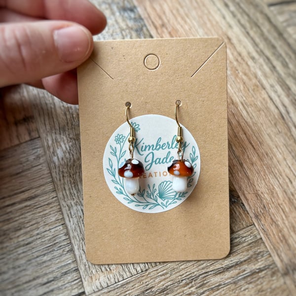 Golden Stainless Steel Mushroom Earrings 