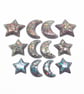 12 Handmade Celestial Charms in Orange, Yellow & Green