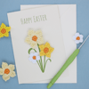 Easter Card Handmade Happy Easter Greetings Cards with Crochet Daffodils A6 Size