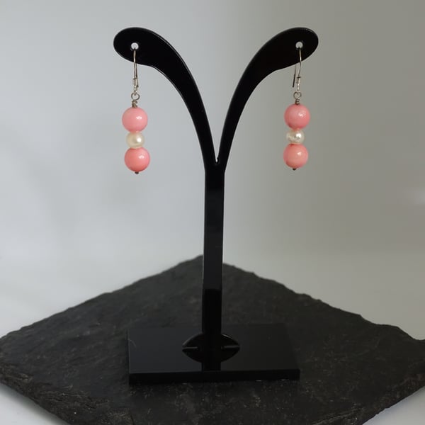 Coral & Pearl Earrings 