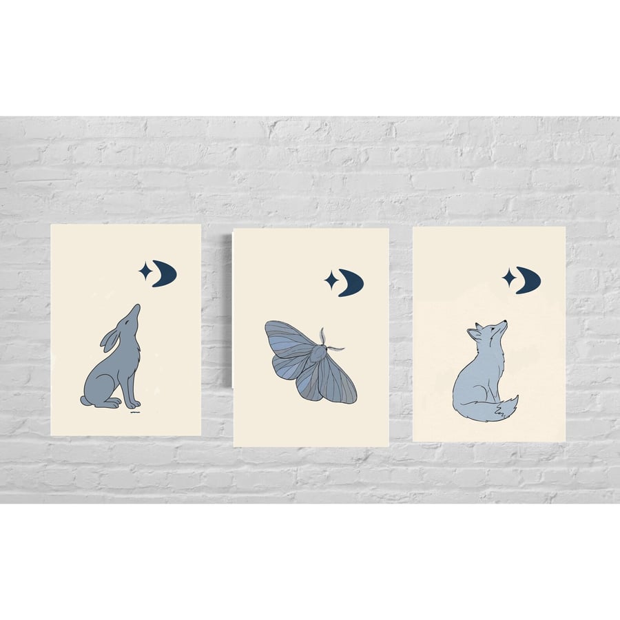 Woodland Animal Print Collection – Hare, Fox & Moth