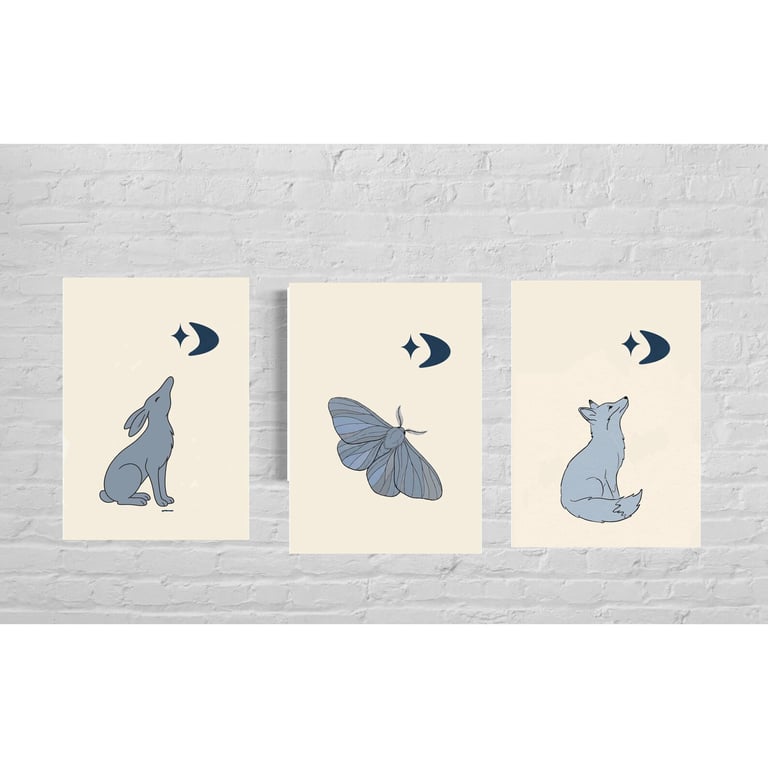 Woodland Animal Print Collection – Hare, Fox & Moth
