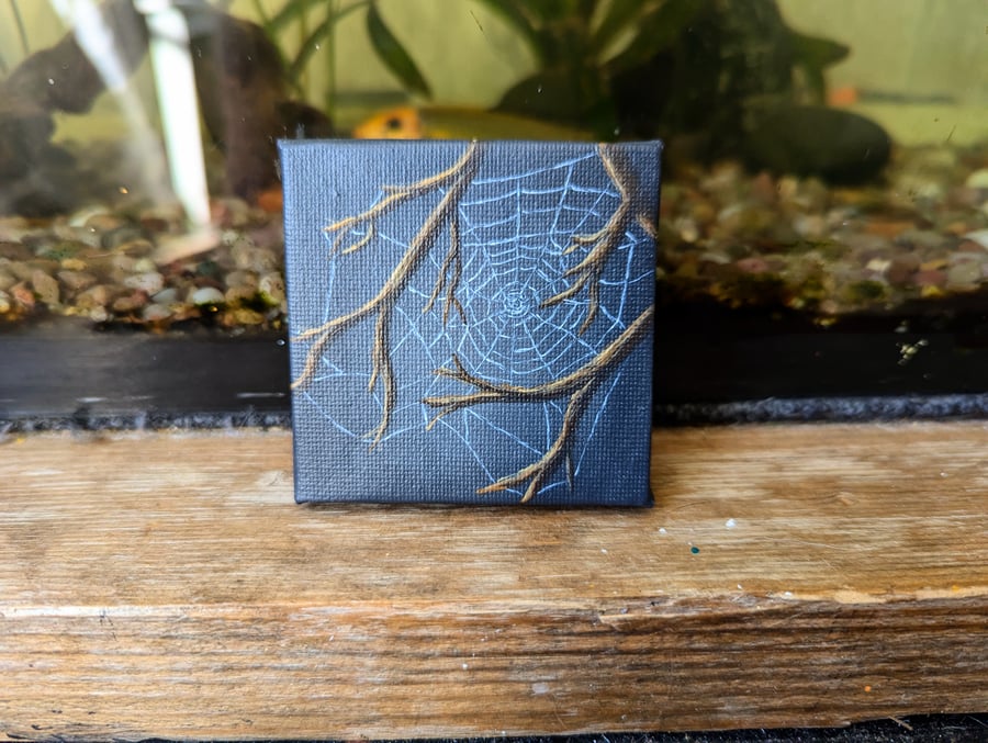 Miniature Acrylic Cobweb Painting