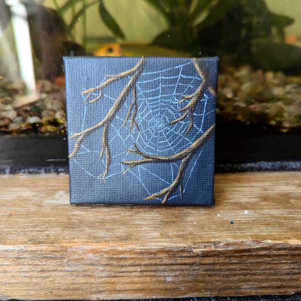 Miniature Acrylic Cobweb Painting