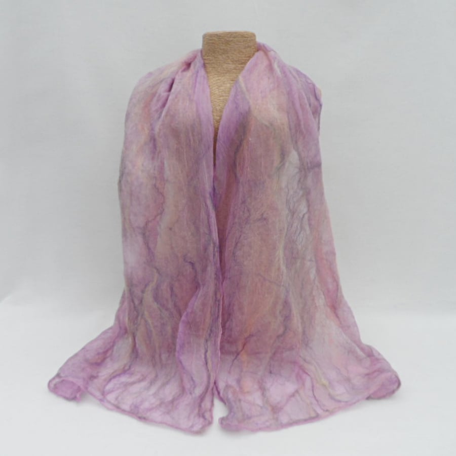 Nuno felted dress scarf, violet