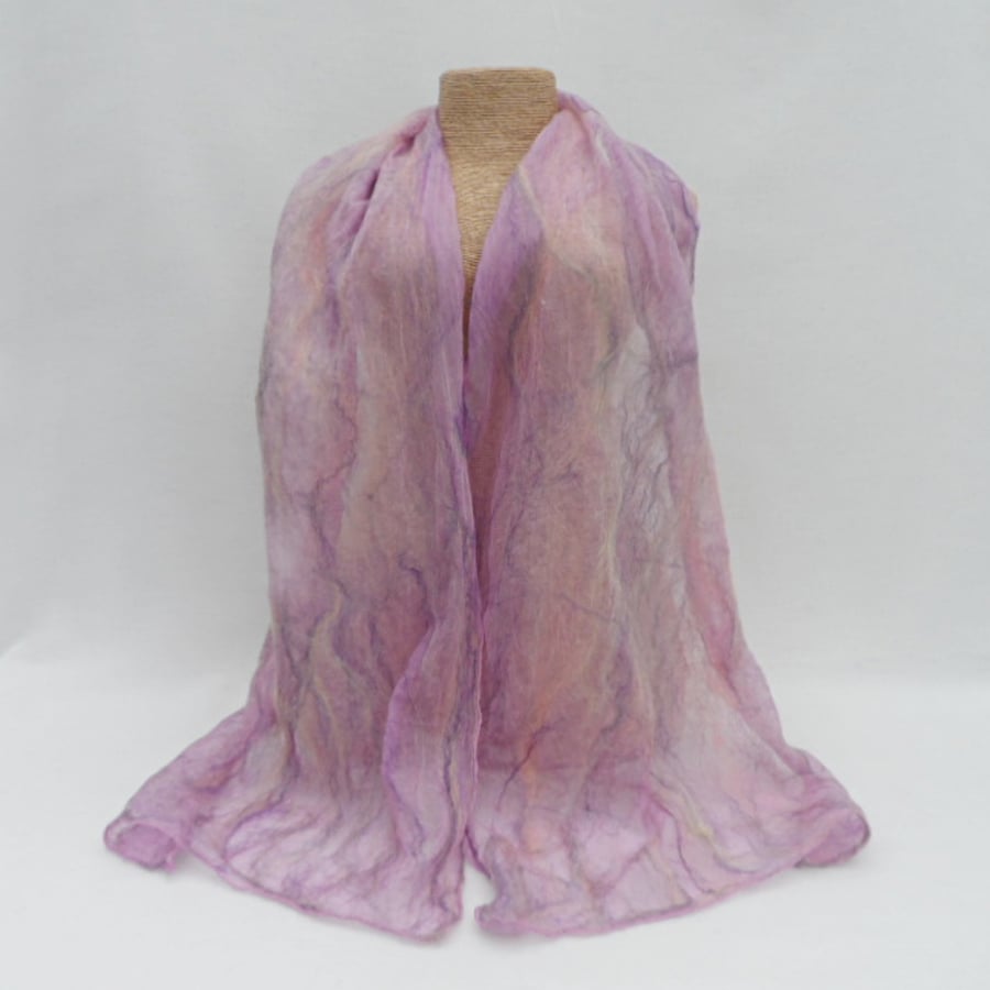 Nuno felted dress scarf, violet