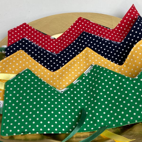 2 or 4 Double sided Christmas or Birthday party crowns with ribbon fastenings. 