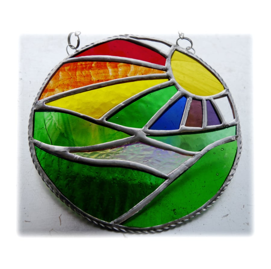 New Day Stained Glass Suncatcher Handmade Rainbow Ring 019