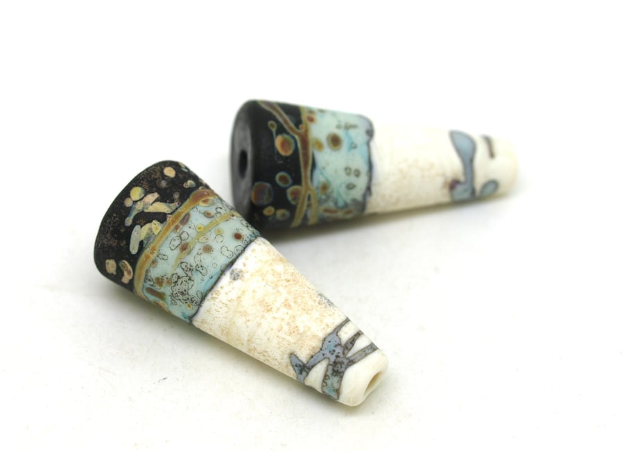 Organic Glass Bead Pair - SRA Lampwork Beads