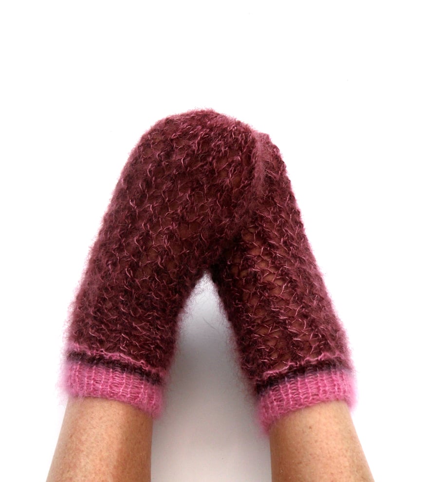 Christmas knitted mohair bed socks 