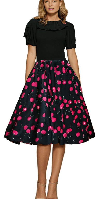 1950s Vintage Retro Rockabilly Circle Skirt Big Cherry print sizes 10-26 