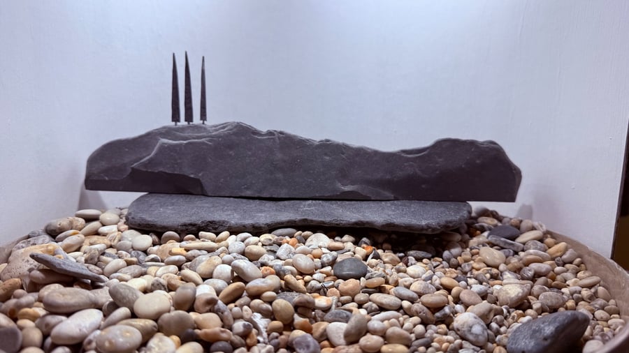 Three Tall Tiny Stone Trees on Stone Hill