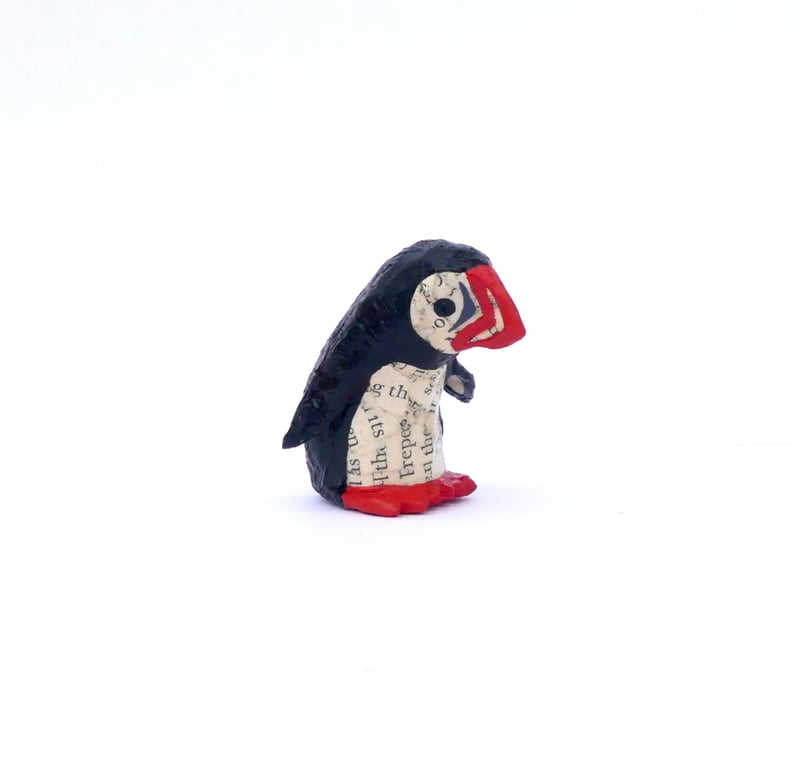 Handmade Paper Puffin - Cute Sustainable Playful Home Decor - Unique Art Gifts