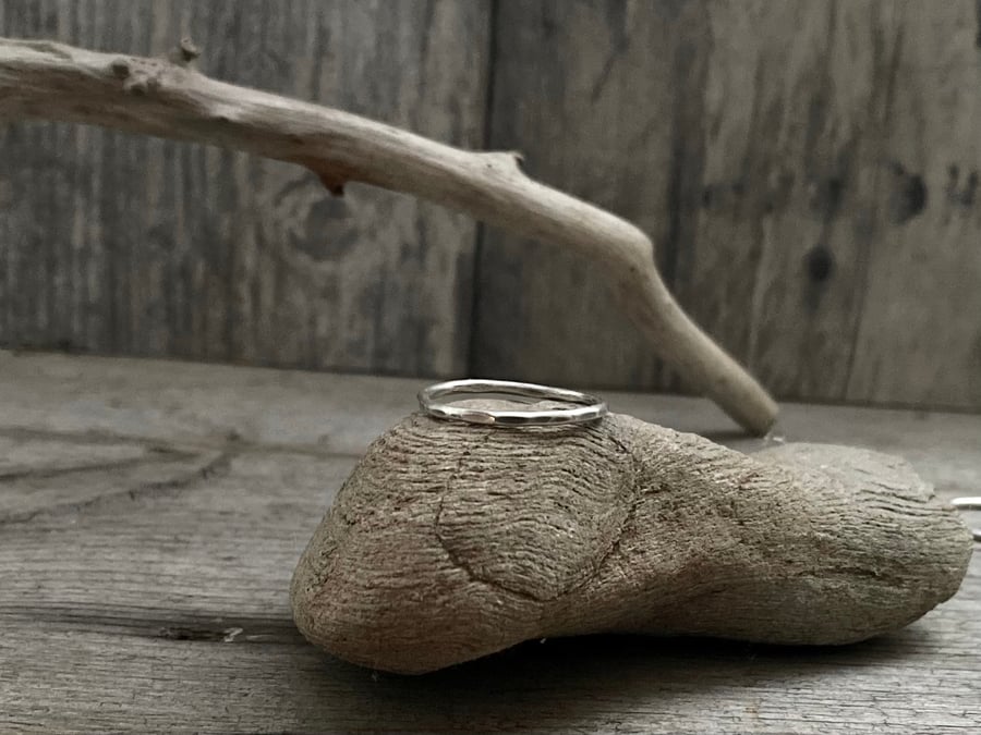 Sterling silver ring, silver stacking ring, textured ring