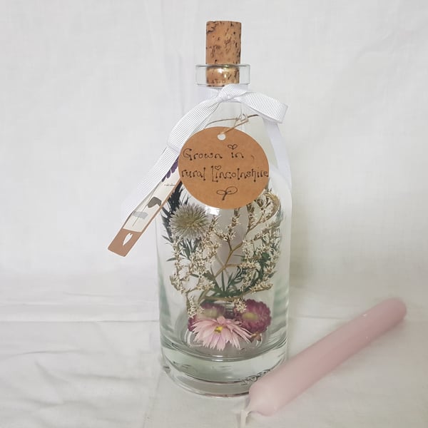 Up-cycled Glass Bottle Dried Flower Herbarium 