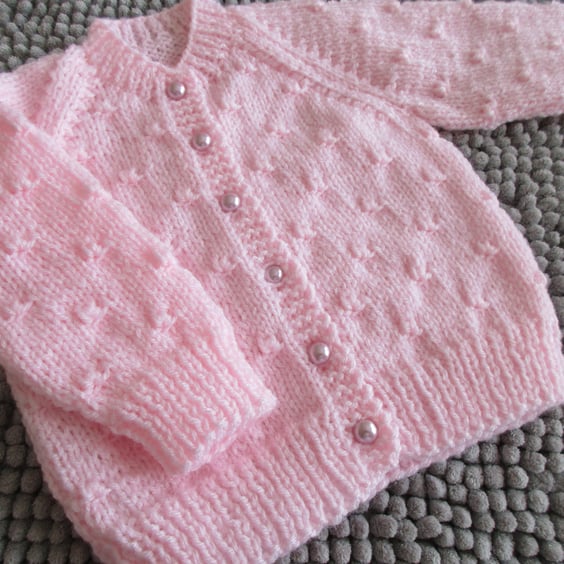 16" Baby Girls Round Neck Knots Cardigan