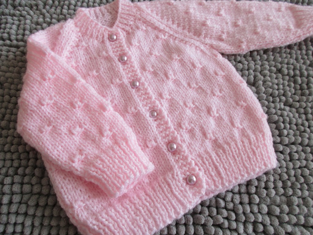16" Baby Girls Round Neck Knots Cardigan