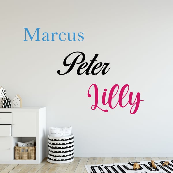 Large Bedroom Wall Personalised Name Sticker Three Font Choice Vinyl Decal Label