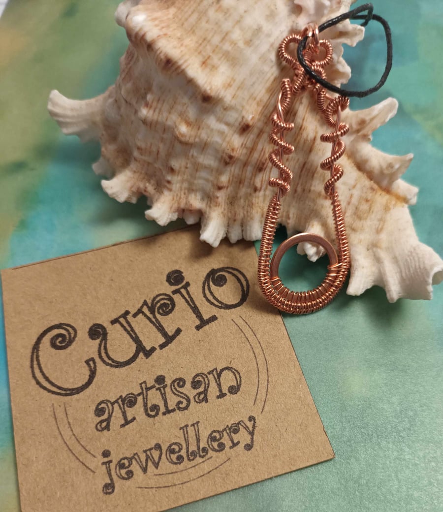 Bare Copper Wire Weaving Pendant