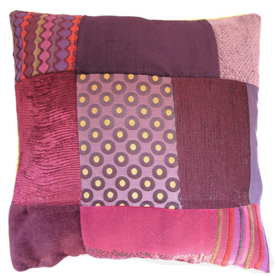 Fabulous purple and pink patchwork cushion
