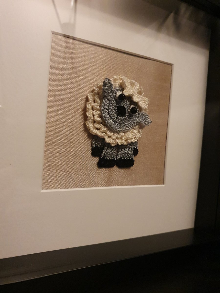 Crocheted sheep picture - "Barney"