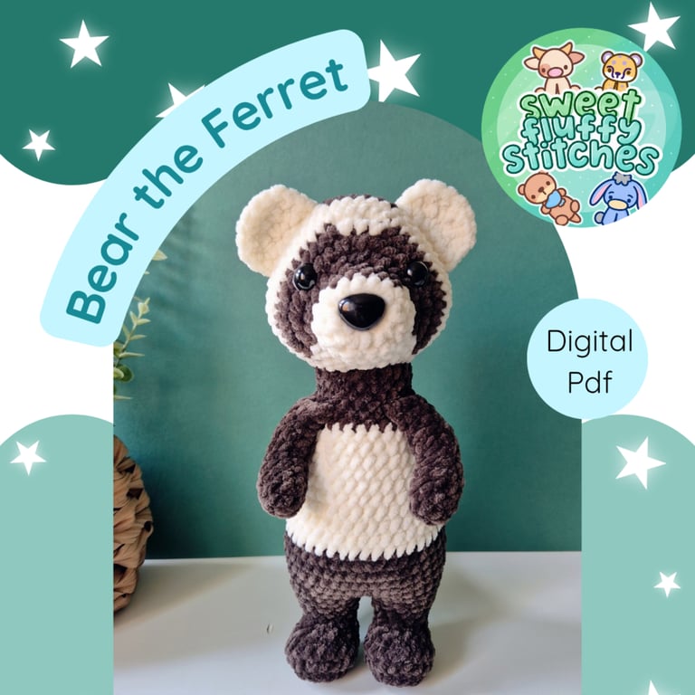 Crochet Ferret Pattern, Crochet Ferret, amigurumi Ferret, pdf pattern, ferret
