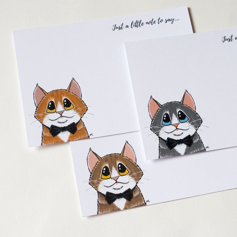 Cats Wearing Bow Ties - 6 Postcards with Envelopes