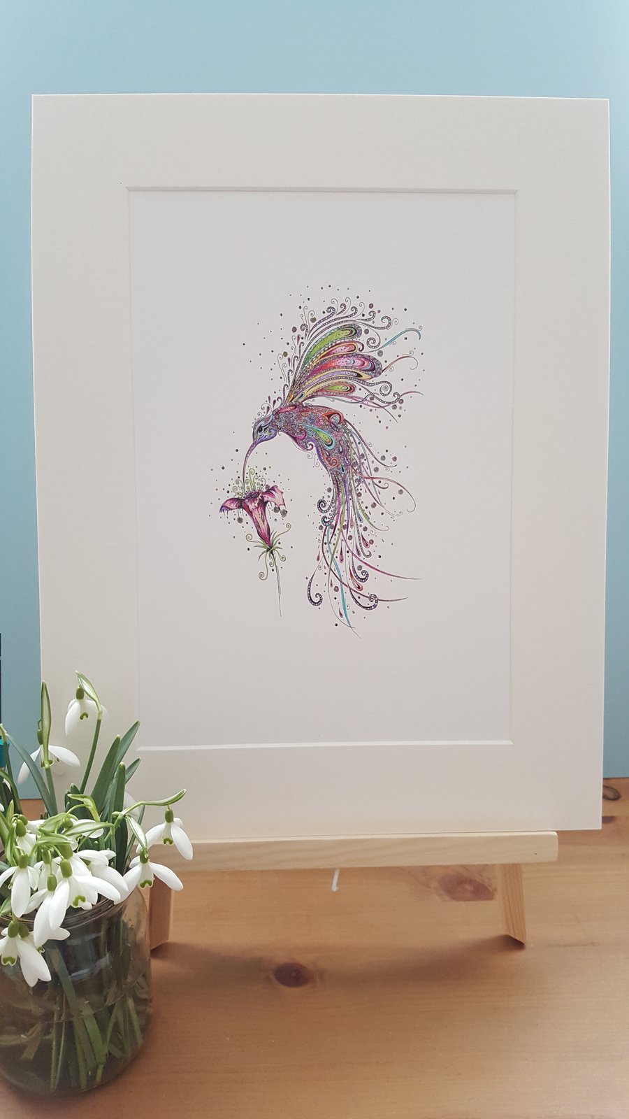 Swirly Hummingbird 12 x 10” print