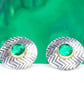 Handmade Zigzag ear studs, sterling silver with green Spinel gemstones. - Image 1