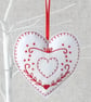 Christmas heart decoration, hanging decoration, embroidered decoration. - Image 3