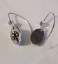 Silver flower oval earrings - Image 3