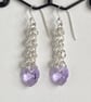 Purple Crystals Heart Sterling Silver Earrings - Image 4