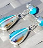 Surfite & Blue Seaglass Earrings Fine & Sterling Silver Upcycled Jewellery Gift - Image 3