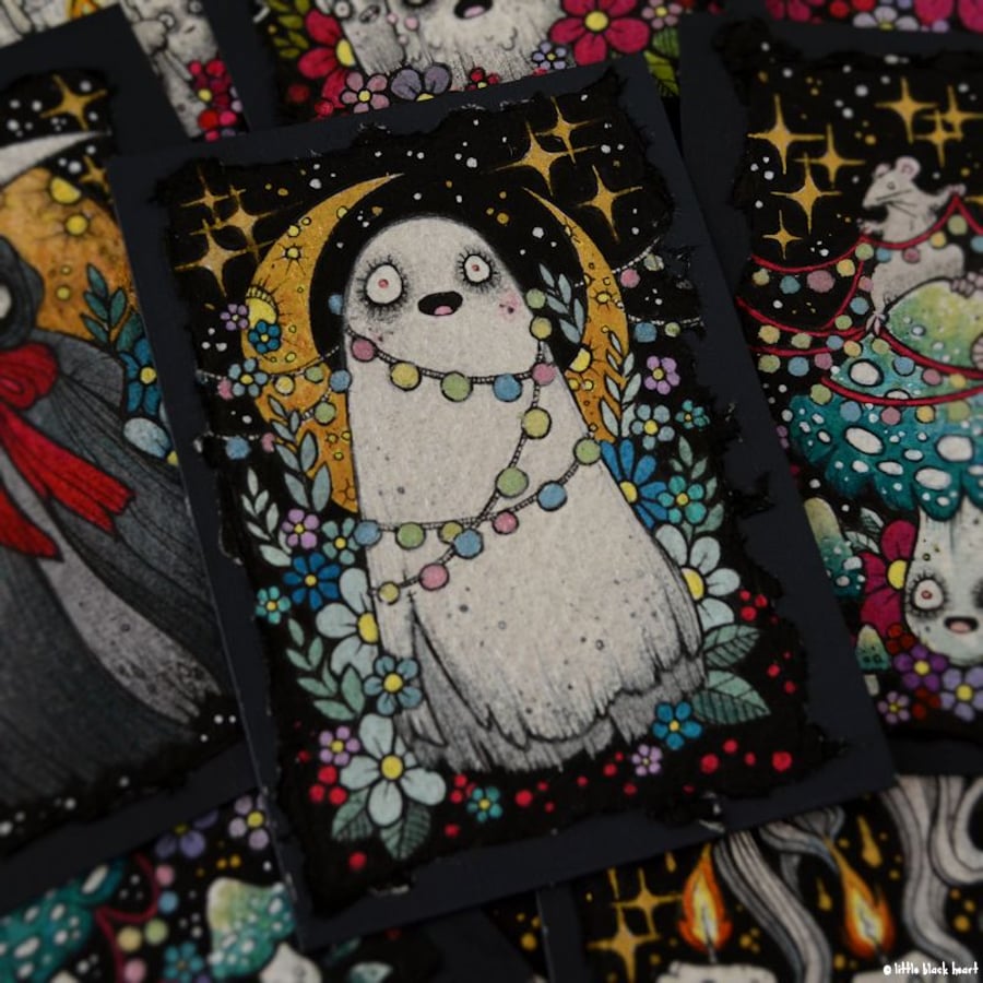 festive creepmas spirit - original aceo illustration