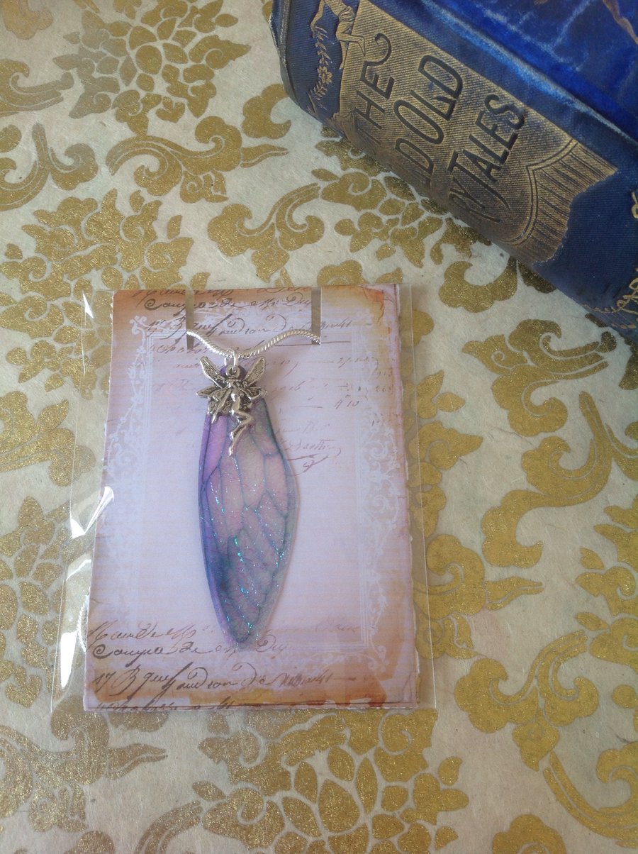 Purple Fairy Wing Sterling Silver Necklace