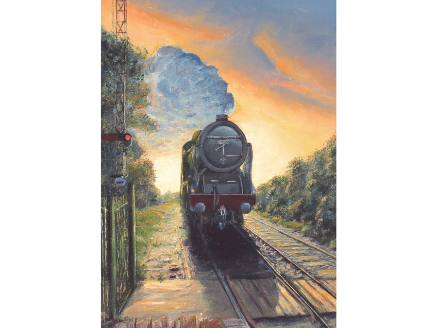 STEAM RAILWAY Art Card-LMS Royal Scot Locomotive-Train Card For Father's Day-5x7