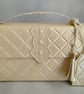Luxuriously Elegant Ivory Quilted Embossed Handbag Style Gift Box with tags 