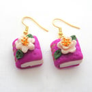 Polymer Clay Purple Book Earrings