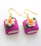 Polymer Clay Purple Book Earrings - Image 1